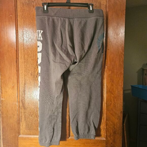 Victorias Secret Pink Line Gray Green MSU Spartan Jogger Sweatpants Women’s SZ M - Picture 2 of 7